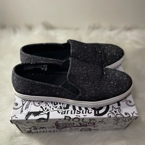 Metallic Black Crave flats. Size 12